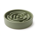 Sage green pet slow feeder bowl on a white background